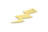 Brass Lightning Charm, 12 Raw Brass Lightning Charms With 1 Hole, Earring Charms, Findings (32x12x0.60mm) A6287