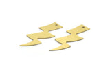 Brass Lightning Charm, 12 Raw Brass Lightning Charms With 1 Hole, Earring Charms, Findings (32x12x0.60mm) A6287