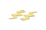 Brass Lightning Charm, 12 Raw Brass Lightning Charms With 1 Hole, Earring Charms, Findings (32x12x0.60mm) A6287