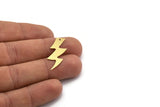 Brass Lightning Charm, 12 Raw Brass Lightning Charms With 1 Hole, Earring Charms, Findings (32x12x0.60mm) A6287