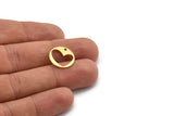 Brass Round Charm, 24 Raw Brass Heart Charms With 1 Hole, Pendants, Findings (16x1mm) A6274