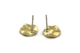Brass Round Earring, 10 Raw Brass Wavy Round Stud Earrings With 1 Hole (10x0.80mm) D1271 A6030