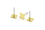 Brass Earring, 12 Raw Brass Plus Shaped Stud Earrings (7.5x6x0.60mm) A5982