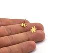 Brass Snowflake Earring, 12 Raw Brass Snowflake Shaped Stud Earrings (10x9x0.60mm) A5985