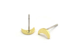 Brass Moon Earring, 12 Raw Brass Crescent Moon Shaped Stud Earrings (7x2.5x1mm) A5988