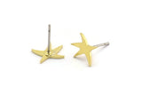Brass Star Earring, 12 Raw Brass Star Shaped Stud Earrings (10x8x0.80mm) A6111