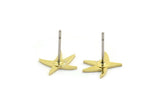 Brass Star Earring, 12 Raw Brass Star Shaped Stud Earrings (10x8x0.80mm) A6111
