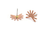 Copper Sun Earring, 8 Raw Copper Sun Stud Earrings (11x15x0.80mm) M02359 A5872