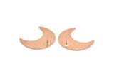 Copper Moon Earring, 2 Raw Copper Crescent Moon Stud Earrings (35x15x0.80mm) M03143 A6080