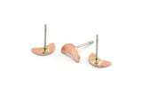 Copper Circle Earring, 12 Raw Copper Tiny Pizza Slice Stud Earrings (9x5x0.80mm) M02465