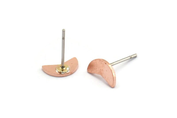 Copper Circle Earring, 12 Raw Copper Tiny Pizza Slice Stud Earrings (9x5x0.80mm) M02465