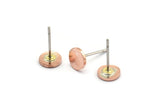 Copper Round Earring, 12 Raw Copper Round Stud Earrings (6x0.80mm) M01873 A5897