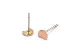 Copper Moon Earring, 12 Raw Copper Tiny Crescent Moon Stud Earrings (5x4x0.80mm) M01812 A5893