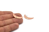 Copper Moon Earring, 4 Raw Copper Crescent Moon Stud Earrings (28x8x0.80mm) M03128 A6075
