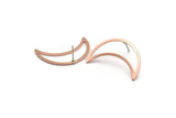 Copper Moon Earring, 4 Raw Copper Crescent Moon Stud Earrings (30x10x0.80mm) M03102 A6076