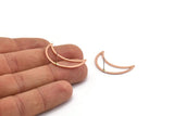 Copper Moon Earring, 4 Raw Copper Crescent Moon Stud Earrings (30x10x0.80mm) M03102 A6076
