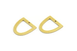 Brass D Shaped Charm, 24 Raw Brass D Shaped Charms With 1 Hole, Earrings, Findings (14x13x0.60mm) A6015