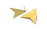Brass Triangle Earring, 4 Raw Brass Triangle Stud Earrings Without Holes (33x33x33mm) Brass 045-0 A0151 A6041