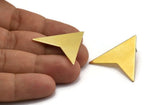 Brass Triangle Earring, 4 Raw Brass Triangle Stud Earrings Without Holes (33x33x33mm) Brass 045-0 A0151 A6041
