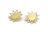 Brass Star Earring, 6 Raw Brass Star Stud Earrings (30x28x0.60mm) A3655 A6039