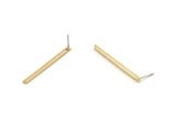 Brass Stick Earring, 8 Raw Brass Stick Stud Earrings (40x3x0.60mm) D1192 A6038
