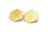 Brass Honeycomb Earring, 4 Raw Brass Hexagon Stud Earrings Without Holes  (30x0.80mm) D0118 A6049