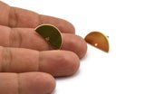 Semi Circle Earring, 8 Raw Brass Semi Circle Stud Earrings With 1 Hole (21x10x0.80mm) BS 1725 A6046
