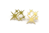 Brass Star Earring, 8 Raw Brass Star Shaped Stud Earrings (17x23x0.60mm) A4019 A6045