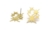 Brass Star Earring, 8 Raw Brass Star Shaped Stud Earrings (17x23x0.60mm) A4019 A6045