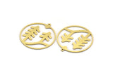 Brass Round Charm, 6 Raw Brass Landscape Patterned Round Shaped Charms With 1 Loop, Charm Pendants (34x32x0.80mm) A6134