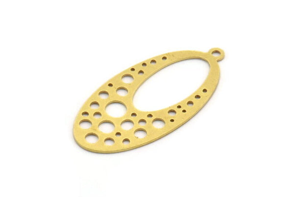 Brass Oval Charm, 8 Raw Brass Oval Charms With 1 Loop, Earring Charms (35x17x0.60mm) A6127