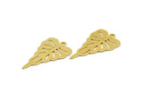 Brass Leaf Charm, 12 Raw Brass Leaf Charms With 1 Loop, Charm Pendants (26x14x0.60mm) A5868
