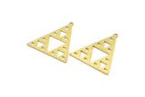 Brass Triangle Charm, 8 Raw Brass Triangle Shaped Charms With 1 Loop (29.5x27x0.60mm) A6117