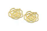 Brass Flower Charm, 6 Raw Brass Rose Shaped Charms With 1 Loop, Findings (29x30x0.60mm) A6128