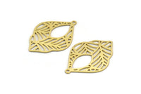 Brass Leaf Charm, 6 Raw Brass Leaf Charms With 1 Loop, Charm Pendants (34.5x24x0.60mm) A6143