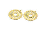 Brass Flower Charm, 6 Raw Brass Flower Shaped Charms With 1 Loop, Findings (29x27x0.60mm) A6126