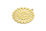 Brass Flower Charm, 6 Raw Brass Flower Shaped Charms With 1 Loop, Findings (29x27x0.60mm) A6125