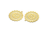 Brass Flower Charm, 6 Raw Brass Flower Shaped Charms With 1 Loop, Findings (29x27x0.60mm) A6125