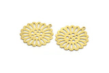 Brass Flower Charm, 6 Raw Brass Flower Shaped Charms With 1 Loop, Findings (29x27x0.60mm) A6125