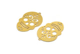 Brass Skull Charm, 4 Raw Brass Skull Head Charms With 1 Loop, Findings (33x22.5x0.60mm) A6124