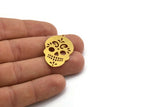 Brass Skull Charm, 4 Raw Brass Skull Head Charms With 1 Loop, Findings (33x22.5x0.60mm) A6124
