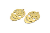 Brass Skull Charm, 6 Raw Brass Skull Head Charms With 1 Loop, Findings (30x20x0.60mm) A6119