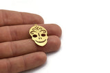 Brass Skull Charm, 6 Raw Brass Skull Head Charms With 1 Loop, Findings (30x20x0.60mm) A6119