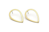 Brass Drop Earring, 8 Raw Brass Drop Stud Earrings With 1 Hole (36x24x0.80mm) D0605 A6083