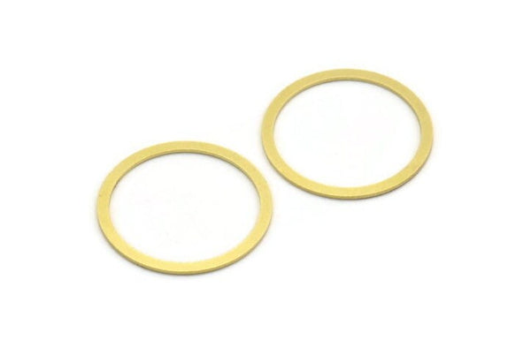 35mm Circle Connector, 6 Raw Brass Circle Connectors (35x2x1mm) A5700