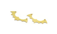 Pirinç Yarasa Tılsımı, 2 Delikli 12 Ham Pirinç Yarasa Tılsımı, Pirinç Bağlantı Parçaları, Küpe Parçaları (15x33x0,80 mm) A6087