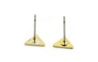 Brass Triangle Earring, 8 Raw Brass Triangle Stud Earrings (6x7x0.60mm) A6061