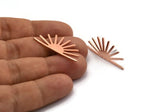 Copper Sun Earring, 4 Raw Copper Sun Stud Earrings, Earring Findings (16x30x0.80mm) M02308 A5911