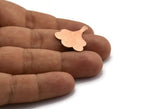 Copper Leaf Earring, 4 Raw Copper Flower Stud Earrings, Earring Findings (25x21x0.80mm) M03288 A5905