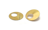 Brass Ear Hoops, 8 Raw Brass Round 1 Hole Stud Earring (32mm) D0006 A6031